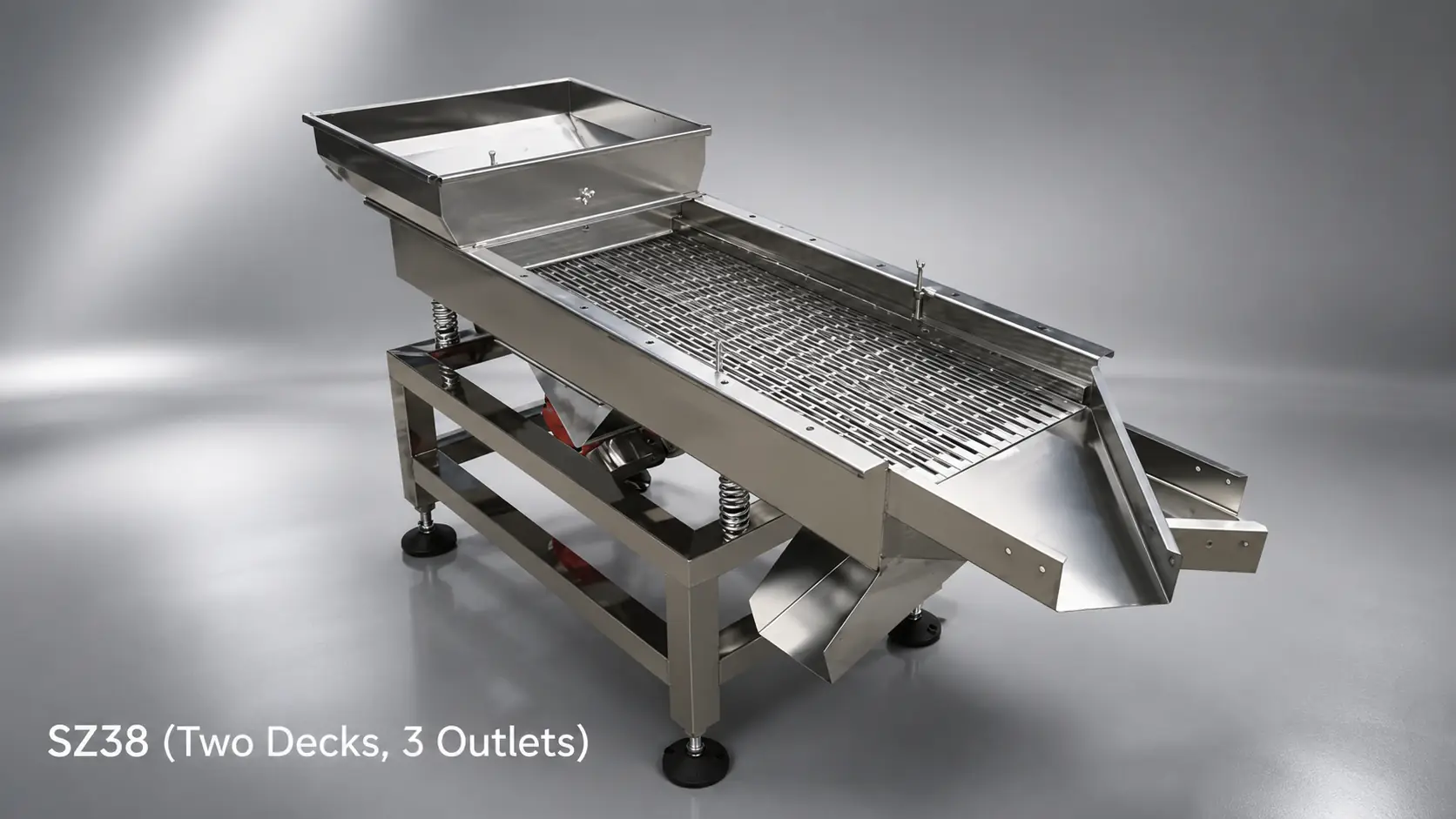 SZ38 2-layer, 3 outlets linear vibrating screen for plastic granule screening