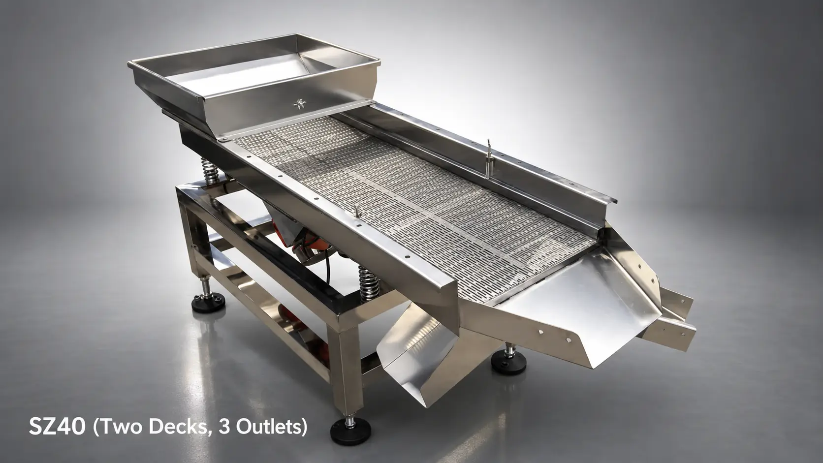 SZ40 2-layer, 3 outlets linear vibrating screen for plastic granule screening