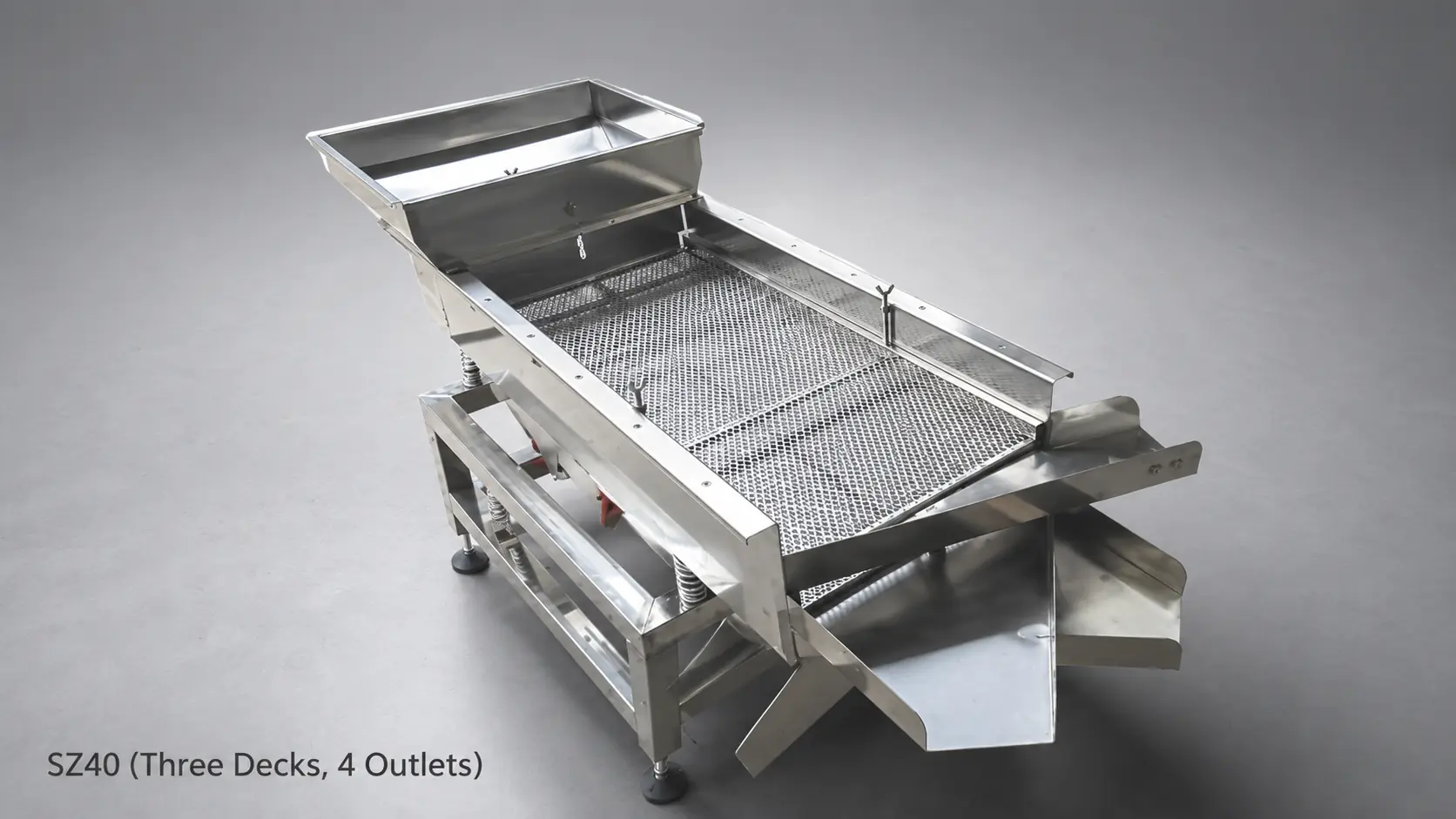 SZ40 3-layer, 4 outlets linear vibrating screen for plastic granule screening