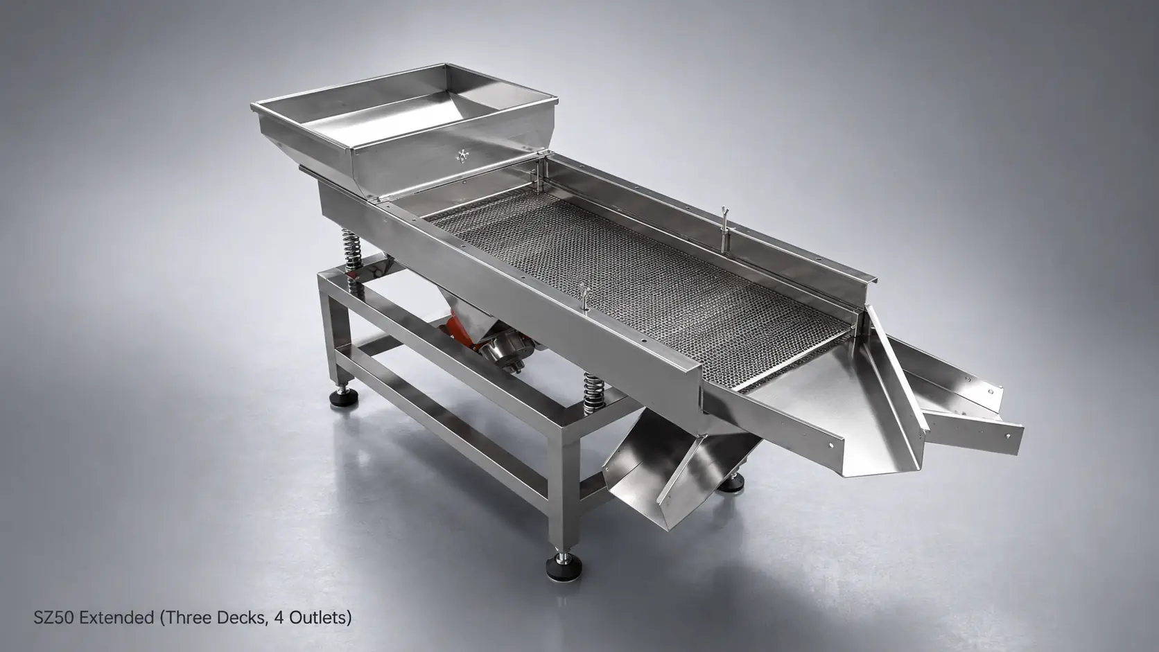 SZ50 Extended 3-layer, 4 outlets linear vibrating screen for plastic granule screening
