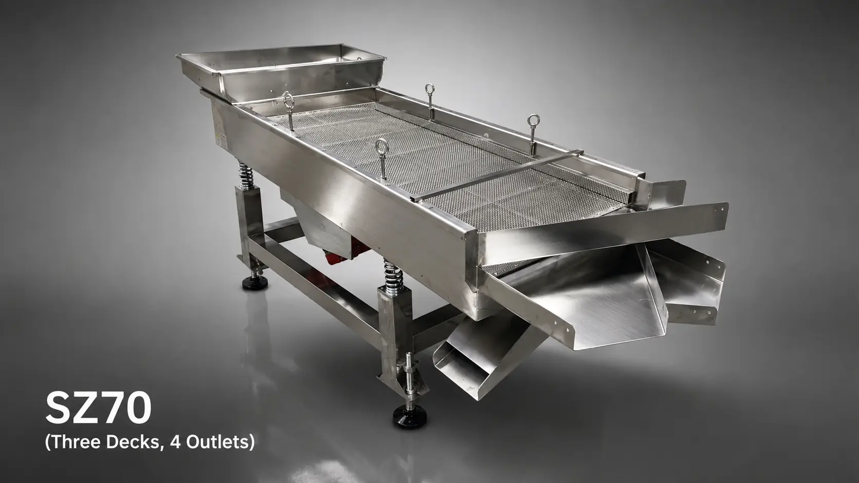 SZ70 3-layer, 4 outlets linear vibrating screen for plastic granule screening
