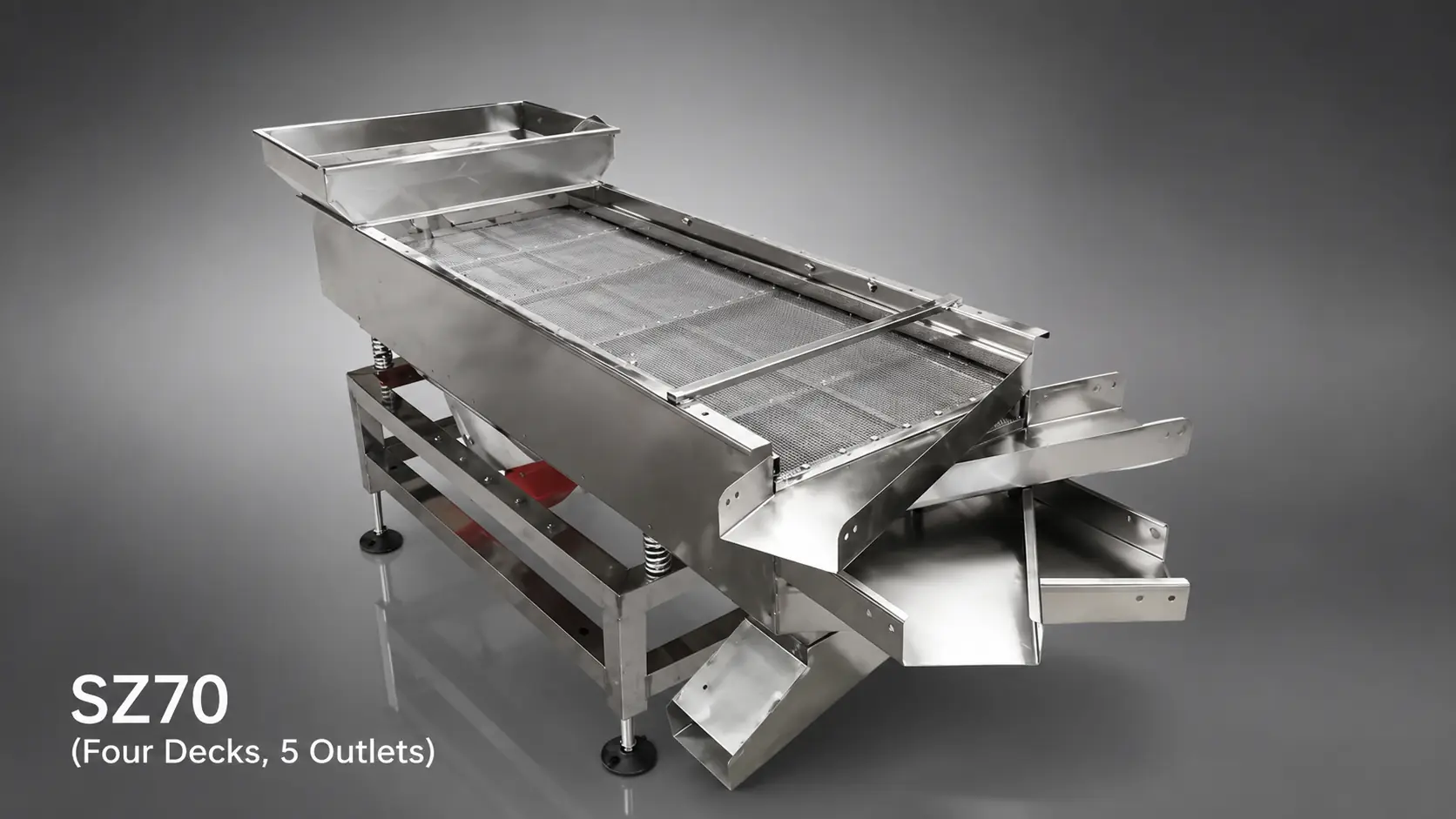 SZ70 4-layer, 5 outlets linear vibrating screen for plastic granule screening