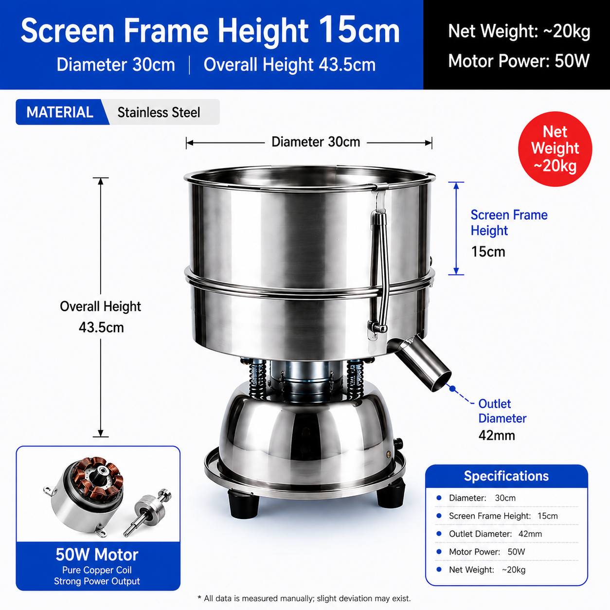 YCHH0300-15CM low-frequency vibrating screen parameter drawing for tea leaf grading