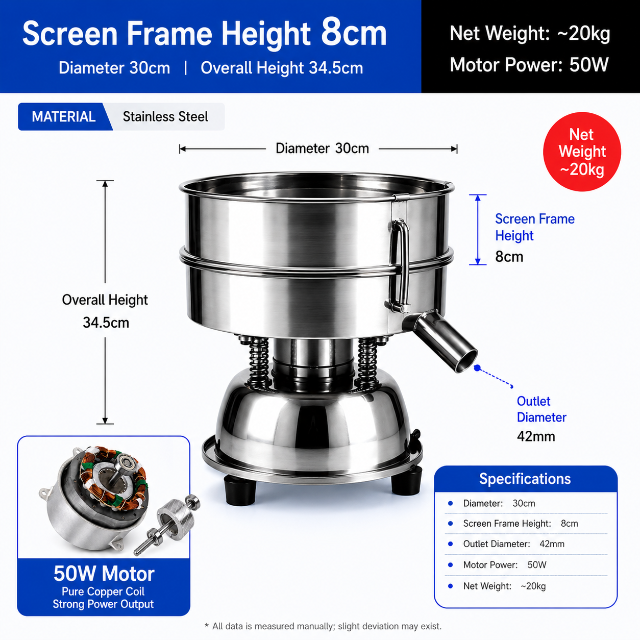 YCHH0300-8CM low-frequency vibrating screen parameter drawing for tea leaf grading